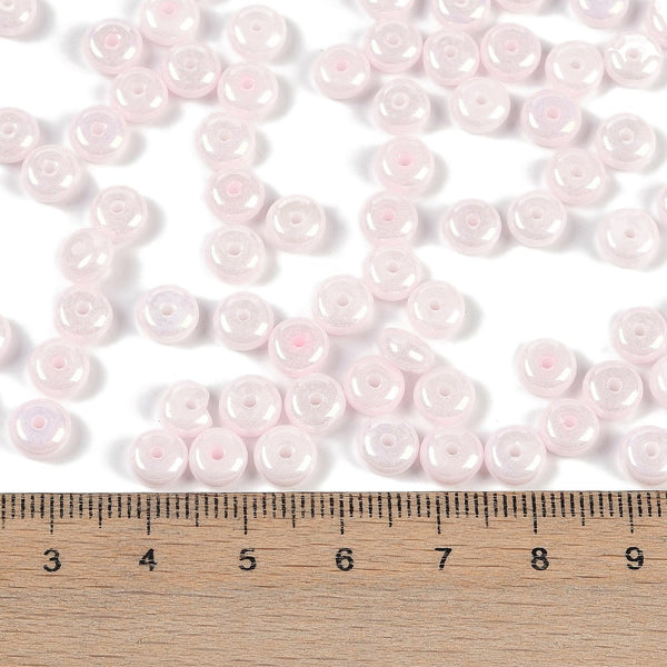 Glasperlen Donut Rondell opak Pastell 6,5x3mm 100 Stück