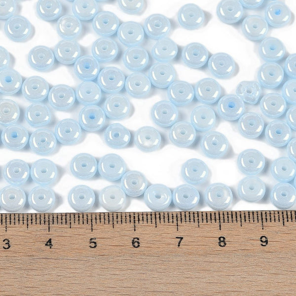 Glasperlen Donut Rondell opak Pastell 6,5x3mm 100 Stück