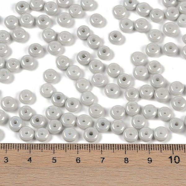 Glasperlen Donut Rondell opak Pastell 6,5x3mm 100 Stück