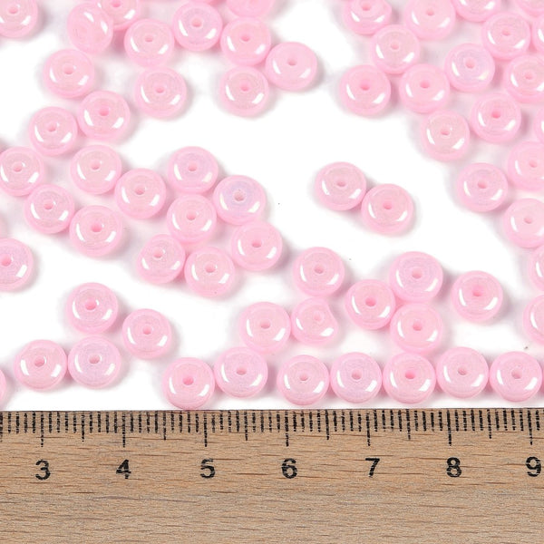 Glasperlen Donut Rondell opak Pastell 6,5x3mm 100 Stück