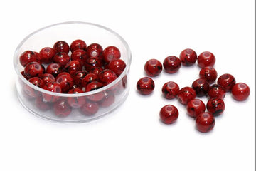 Glasperlen Marmor Rot, 6 mm, 50 Stück/Dose