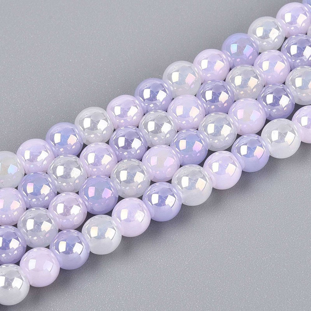 Glasperlen AB Meerjungfrau-Mix lilac rund 6mm 60 Stück / Dose