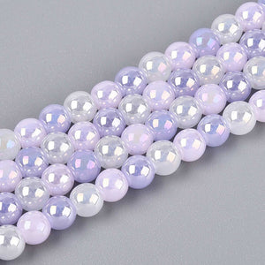 Glasperlen AB Meerjungfrau-Mix lilac rund 6mm 60 Stück / Dose