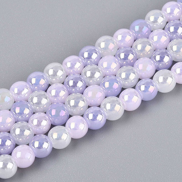 Glasperlen AB Meerjungfrau-Mix lilac rund 6mm 60 Stück / Dose