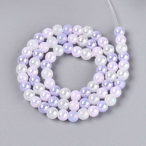 Glasperlen AB Meerjungfrau-Mix lilac rund 6mm 60 Stück / Dose