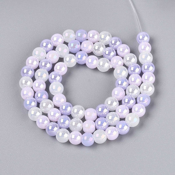 Glasperlen AB Meerjungfrau-Mix lilac rund 6mm 60 Stück / Dose