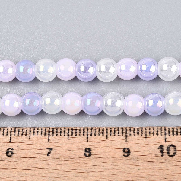 Glasperlen AB Meerjungfrau-Mix lilac rund 6mm 60 Stück / Dose