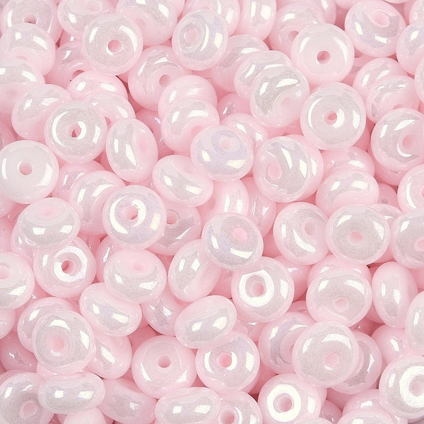 Glasperlen Donut Rondell opak Pastell 6,5x3mm 100 Stück