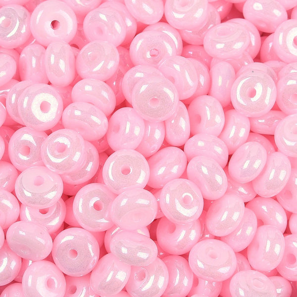 Glasperlen Donut Rondell opak Pastell 6,5x3mm 100 Stück