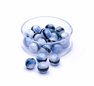 Glasperlen blau mit schwarzem Strich, 6 mm, 20 Stück/Dose