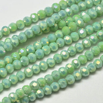 Glasschliffperle Abacus blassgrün opak AB 4x3mm 90 Stück