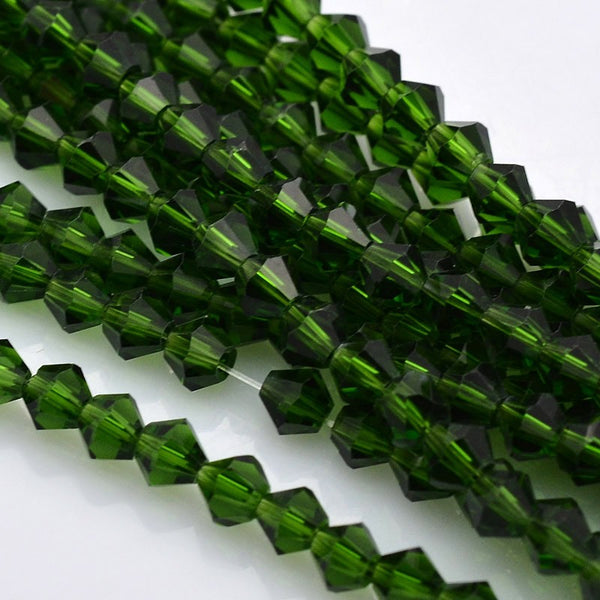 Glasschliffperlen Bicone tannengrün 4mm 150 Stück / Dose