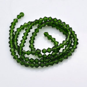 Glasschliffperlen Bicone tannengrün 4mm 150 Stück / Dose