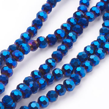 Glasschliffperlen rund Ultra-Blue facettiert electroplate 4mm 85 Stück / Dose