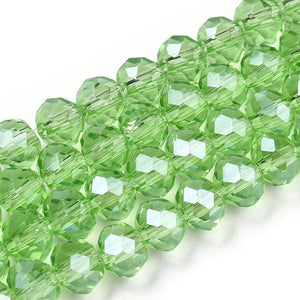 Glasschliffperlen Rondell Abacus grün AB transparent 4x3mm 105 Stück / Dose