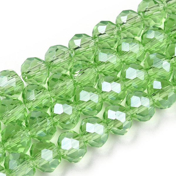 Glasschliffperlen Rondell Abacus grün AB transparent 4x3mm 105 Stück / Dose