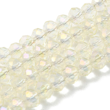 Glasschliffperlen Abacus AB beige transparent 6x4mm 85 Stück