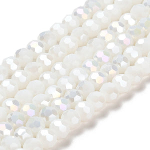 Glasschliffperlen weiß irisierend 6mm 165 Stück