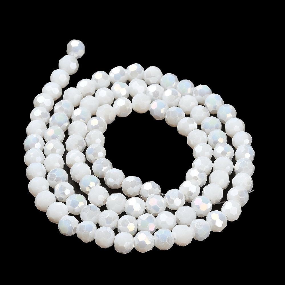 Glasschliffperlen weiß irisierend 6mm 165 Stück