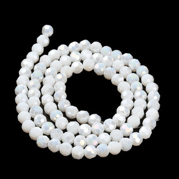 Glasschliffperlen weiß irisierend 6mm 165 Stück