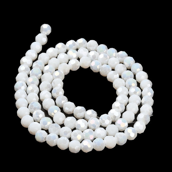 Glasschliffperlen weiß irisierend 6mm 165 Stück