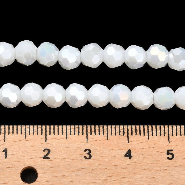 Glasschliffperlen weiß irisierend 6mm 165 Stück