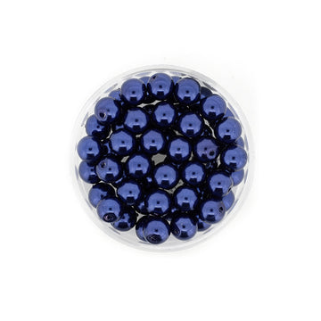 Glaswachsperlen dunkelblau 8mm 25 Stück/Dose