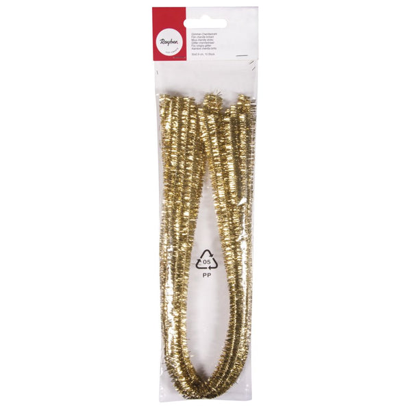 Chenilledraht Pfeifenreiniger metallic gold 9mm 50cm 10 Stück
