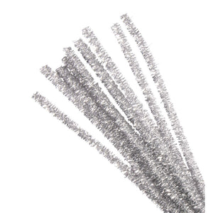 Chenilledraht Pfeifenreiniger metallic silber 9mm 50cm 10 Stück