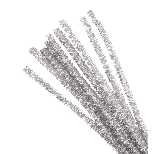 Chenilledraht Pfeifenreiniger metallic silber 9mm 50cm 10 Stück
