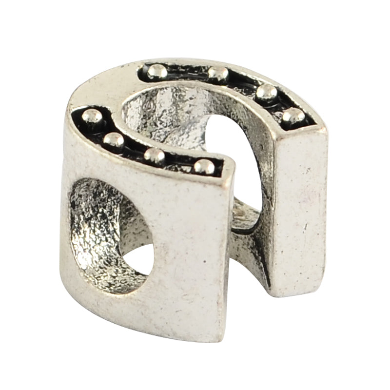 Großlochperle Metall, Hufeisen, antiksilber, 10x8mm, pro Stück