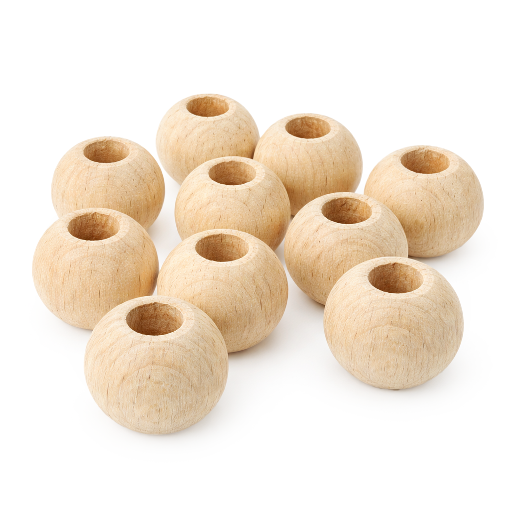 Großloch Holzperlen natur 15mm 10 Stück