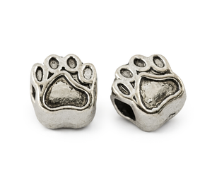 Großlochperle Metall, Pfote, 11x8mm, antiksilber, pro Stück