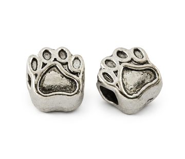 Großlochperle Metall, Pfote, 11x8mm, antiksilber, pro Stück