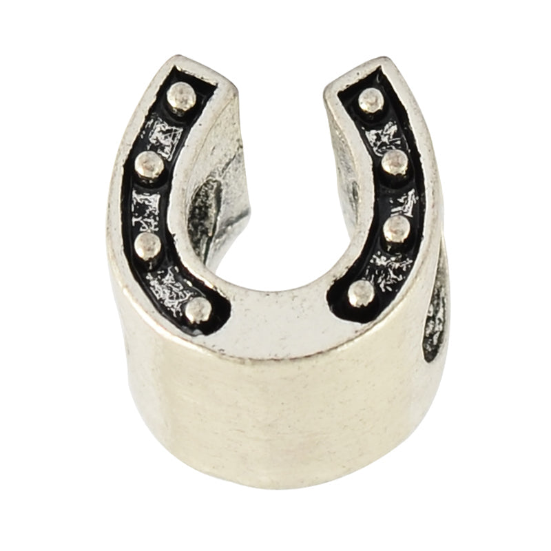 Großlochperle Metall, Hufeisen, antiksilber, 10x8mm, pro Stück