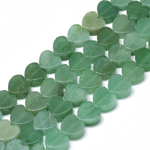 Grüner Aventurin Edelstein Herzperlen 10×10x5mm 40 Stück / Strang 37cm