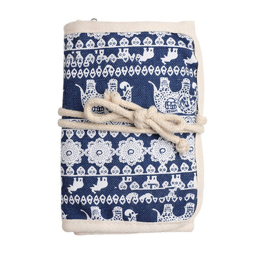 Häkelnadel-Etui blau– Organizer-Tasche für Strick- & Häkelzubehör aus Stoff 19x12cm