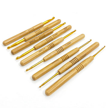 Häkelnadel-Set mit Bambusgriff  9-teilig Aluminium Häkelnadeln 2-6 mm Ergonomisch & leicht