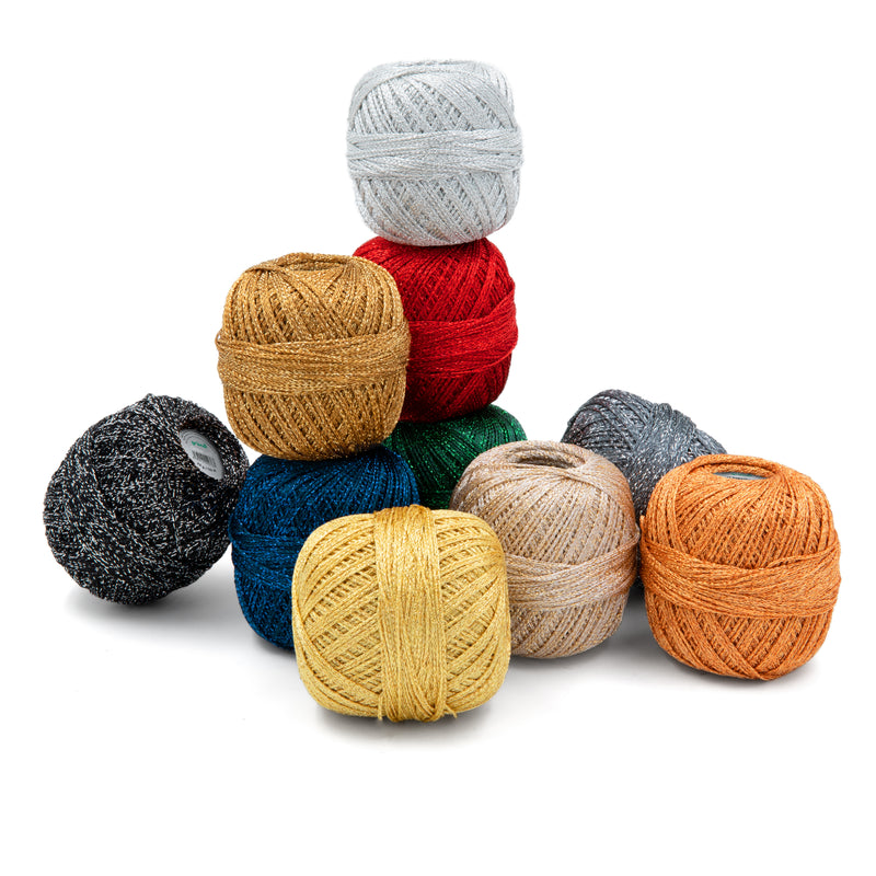 Häkelgarn Glitter uni, metallisiertes Garn 25g/110m