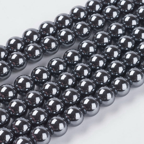 Hämatit Perlen rund nicht magnetisch synthetisch 10mm 1 Strang 45 Stück