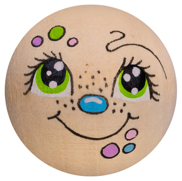 Handbemaltes Holzköpfchen Clown bunte Punkte