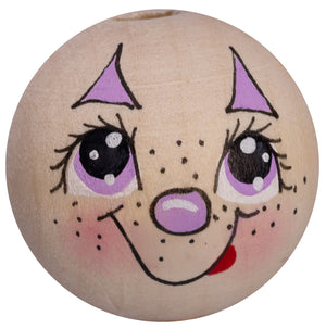 Handbemaltes Holzköpfchen Clown-Flieder