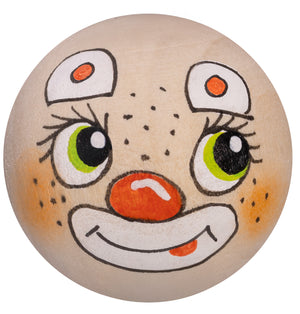 Handbemaltes Holzköpfchen Clown orange grüne Augen