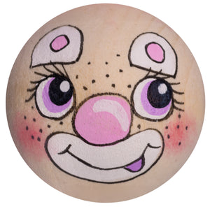 Handbemaltes Holzköpfchen Clown rosa lila Augen