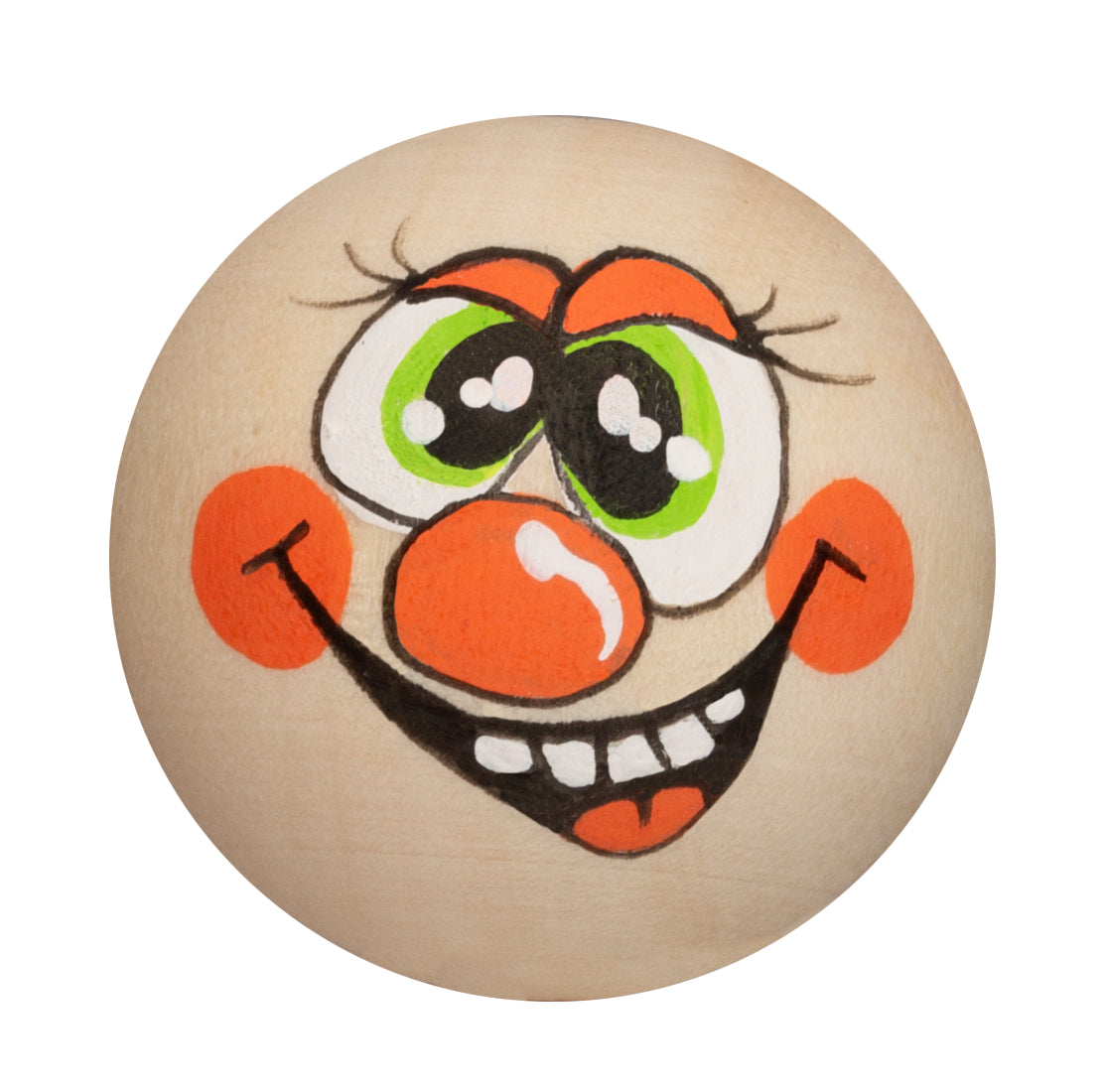 Handbemaltes Holzköpfchen Crazy orange mit Zähnen
