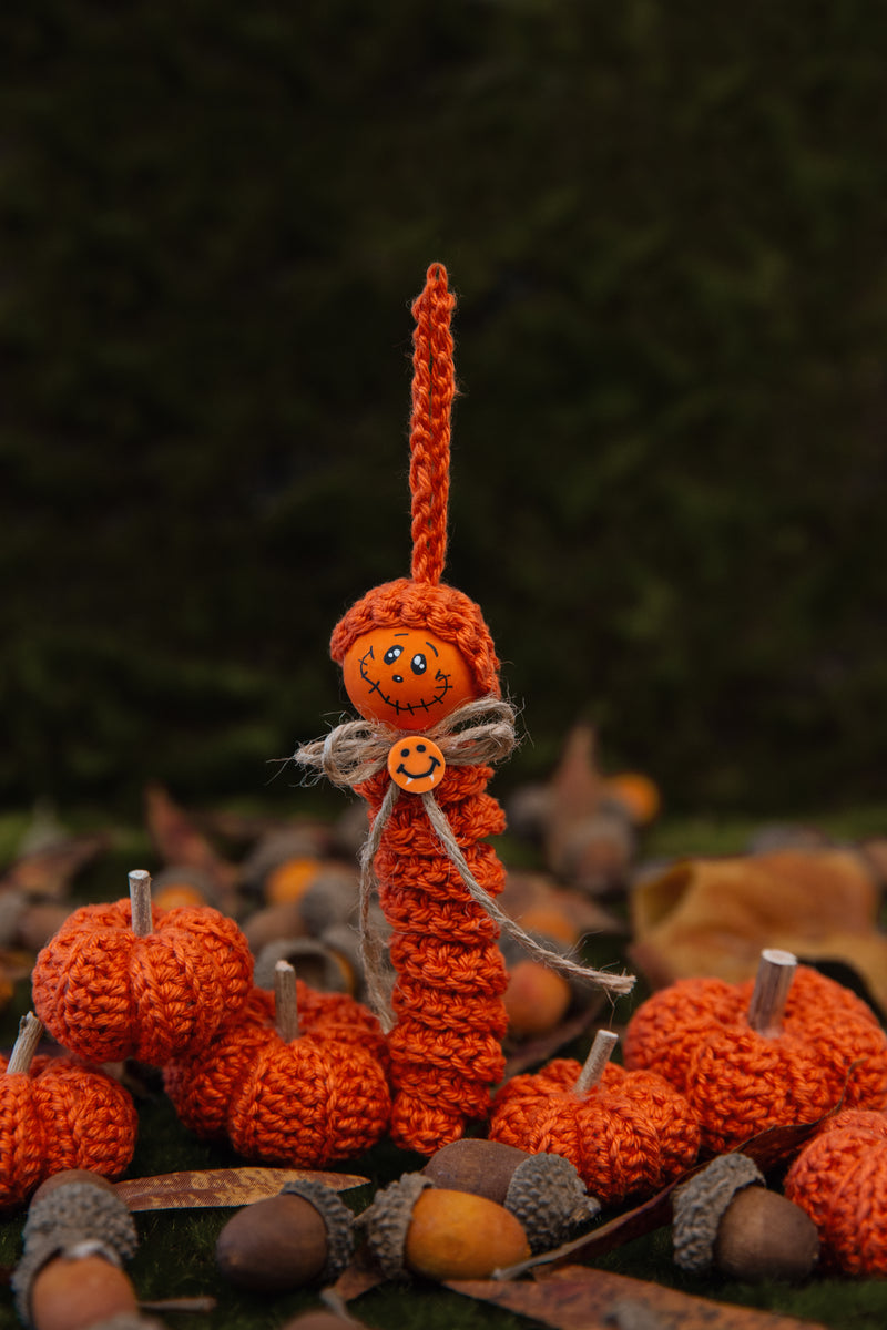 Handbemaltes Holzköpfchen Kürbis orange