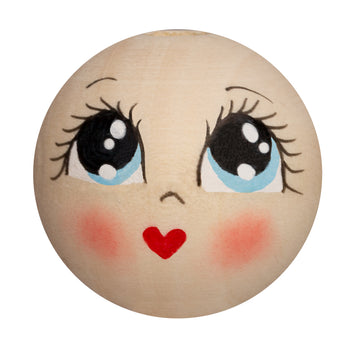 Handbemaltes Holzköpfchen Manga Gesicht blaue Augen