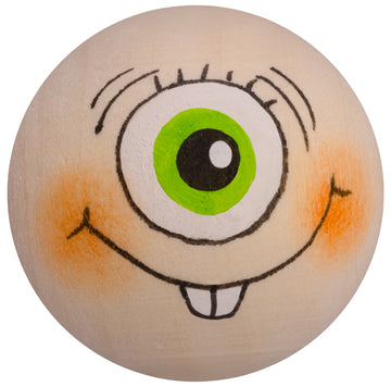 Handbemaltes Holzköpfchen Monster mit grünen Augen