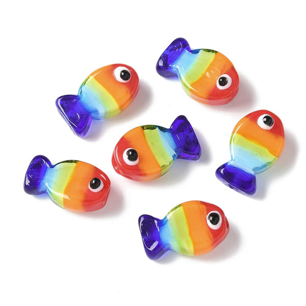 Handgefertigte Glasperlen Fisch bunt 20x13x9mm Loch: 1,4mm 1 Stück