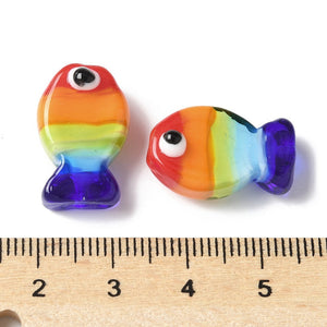 Handgefertigte Glasperlen Fisch bunt 20x13x9mm Loch: 1,4mm 1 Stück